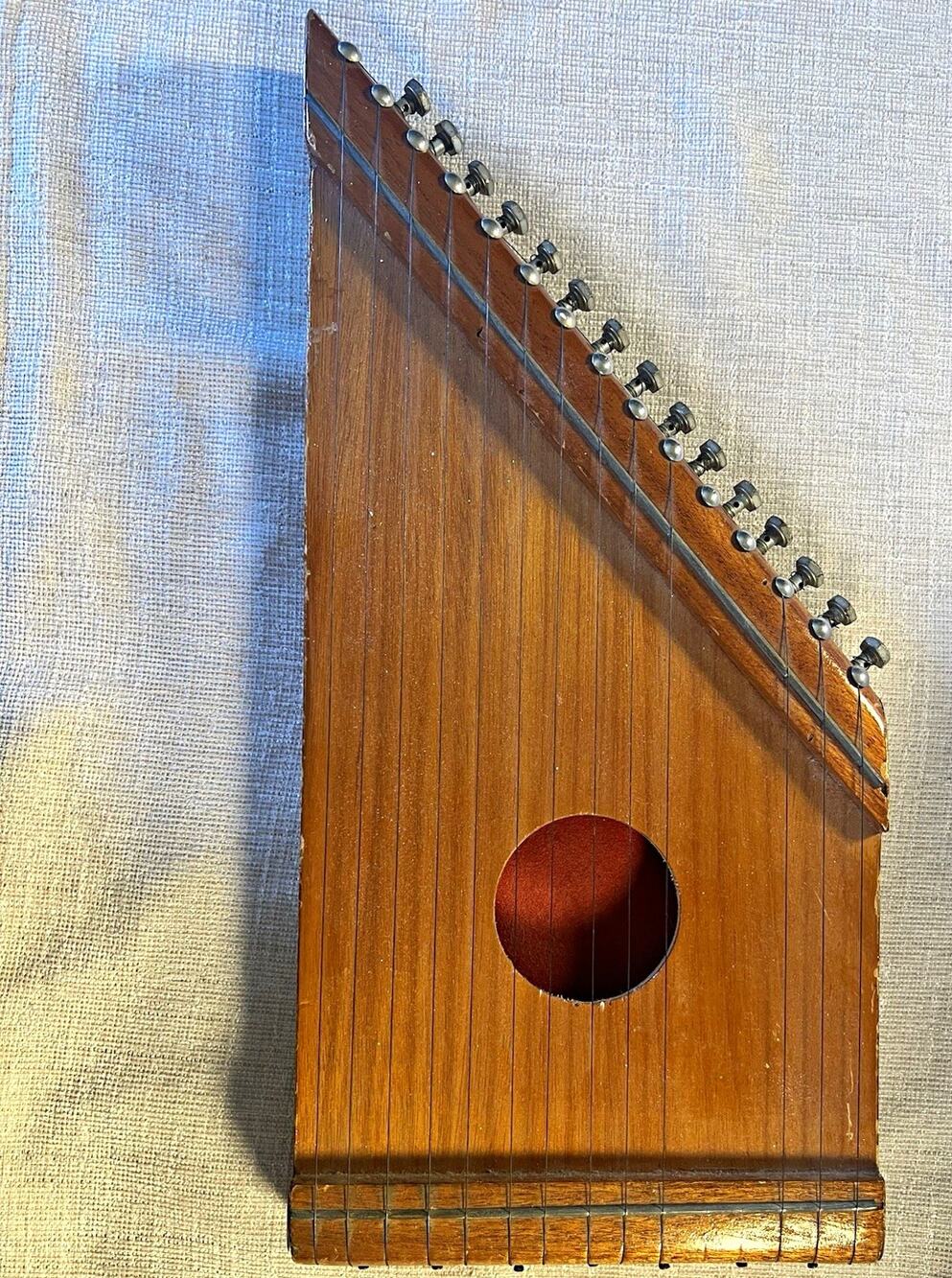 Wood Chord Zither Autoharp Style, Brown Natural Finish, Soundhole